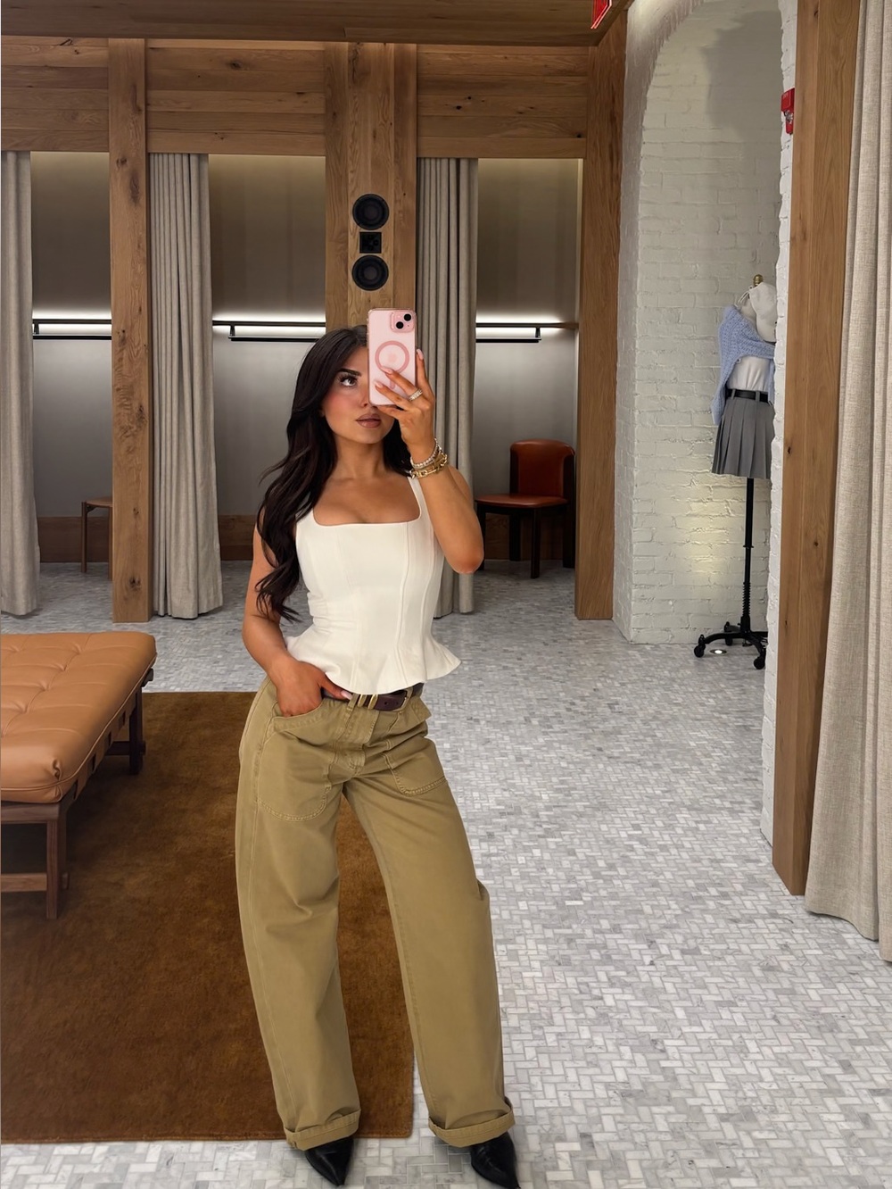 Aritzia White Structured Corset Tank Top